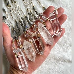 LAST ONE! DT Power Quartz + Labradorite Mala Pendant Necklace